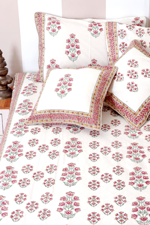 20s Cotton Cushion Cover in Floral Block Print
